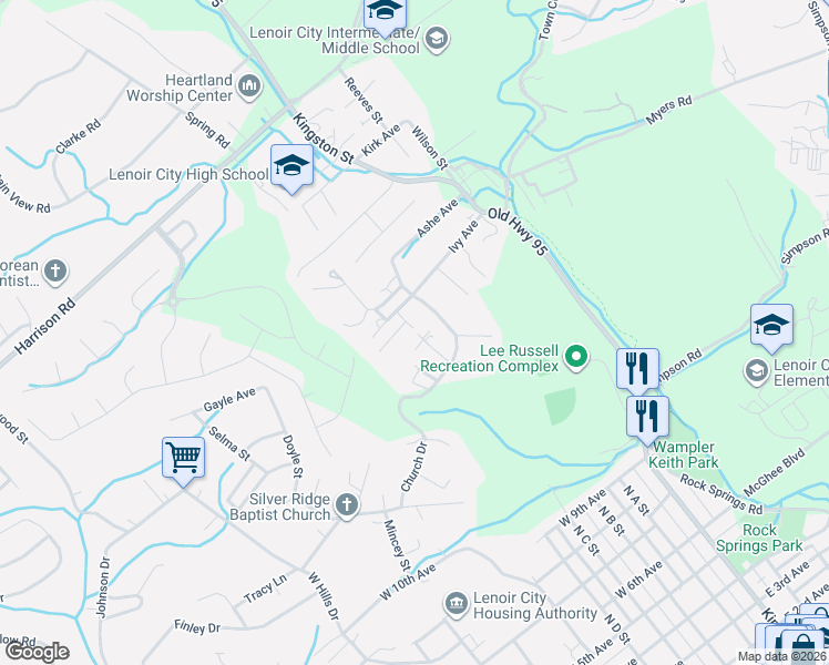 map of restaurants, bars, coffee shops, grocery stores, and more near 112 Sweeten Road in Lenoir City