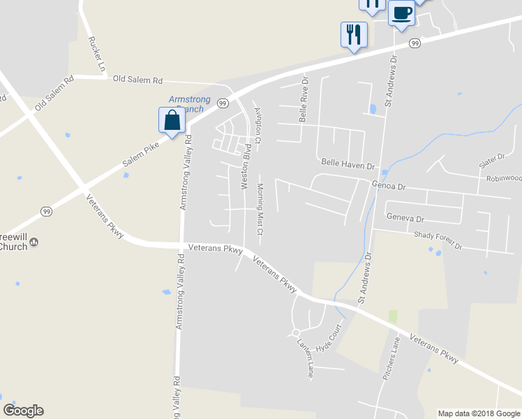 map of restaurants, bars, coffee shops, grocery stores, and more near 3099 Morning Mist Court in Murfreesboro