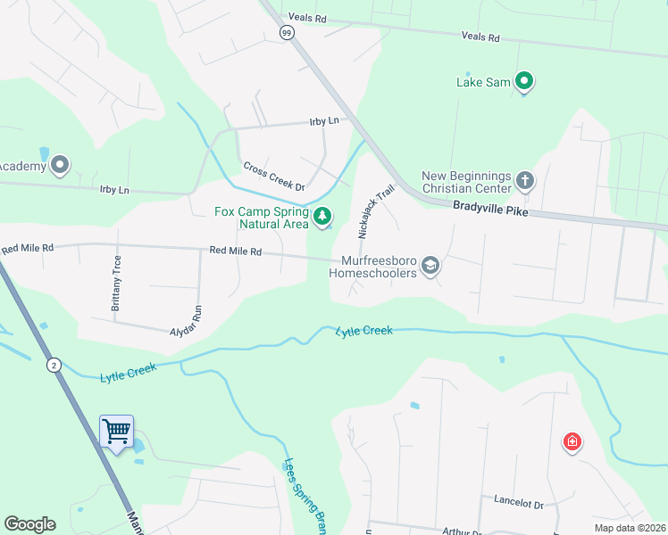 map of restaurants, bars, coffee shops, grocery stores, and more near 2207 Nickajack Trail in Murfreesboro