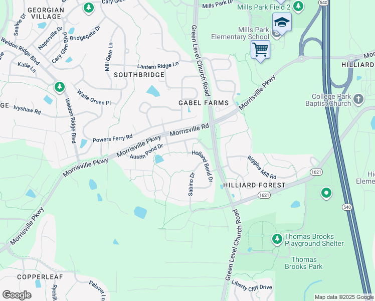 map of restaurants, bars, coffee shops, grocery stores, and more near 712 Greyhorne Way in Cary