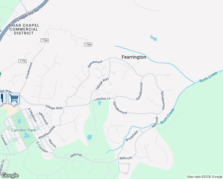 map of restaurants, bars, coffee shops, grocery stores, and more near 401 Lyndfield Close West in Pittsboro