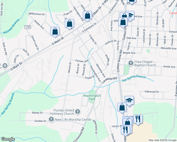 map of restaurants, bars, coffee shops, grocery stores, and more near 106 Jessup Street in Lexington