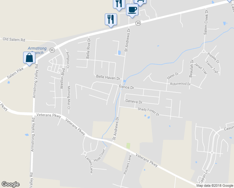 map of restaurants, bars, coffee shops, grocery stores, and more near 3021 Community Circle in Murfreesboro