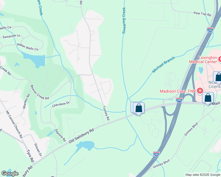 map of restaurants, bars, coffee shops, grocery stores, and more near Caden Village Circle in Lexington
