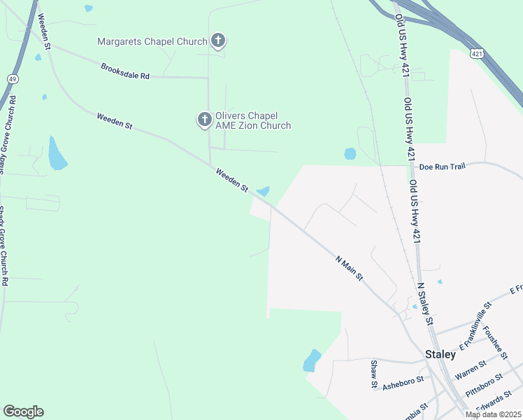 map of restaurants, bars, coffee shops, grocery stores, and more near 507 North Main Street in Staley