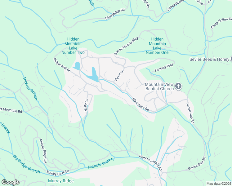 map of restaurants, bars, coffee shops, grocery stores, and more near 1634 Ridgecrest Drive in Sevierville