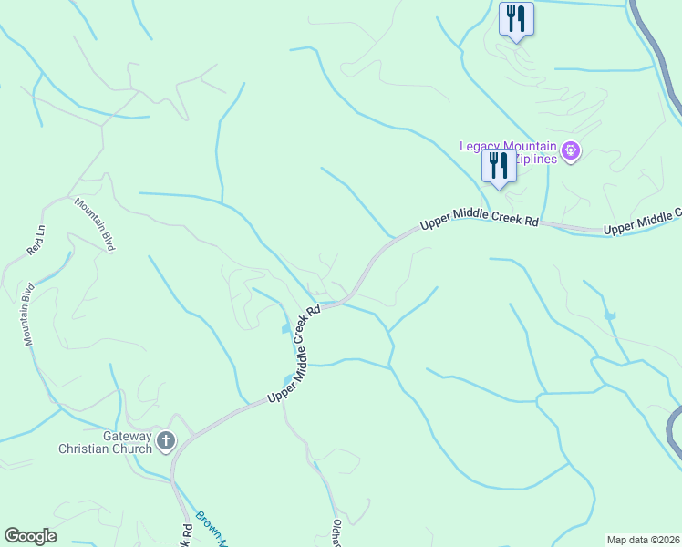 map of restaurants, bars, coffee shops, grocery stores, and more near A Mockingbird Way in Sevierville