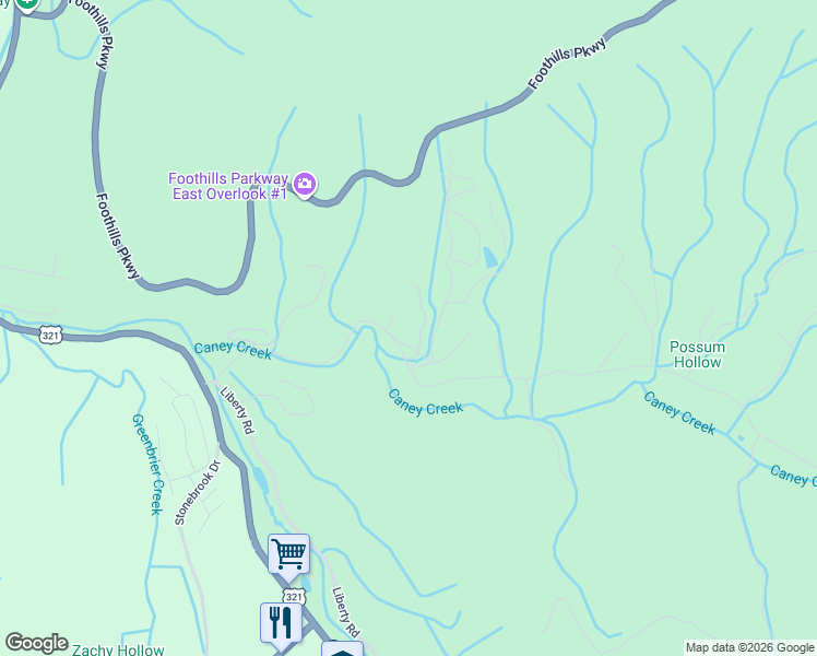 map of restaurants, bars, coffee shops, grocery stores, and more near 4291 Mountain Laurel Way in Cosby