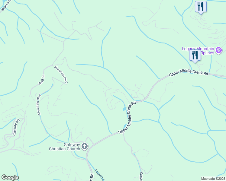 map of restaurants, bars, coffee shops, grocery stores, and more near 2251 Upper Middle Creek Road in Sevierville
