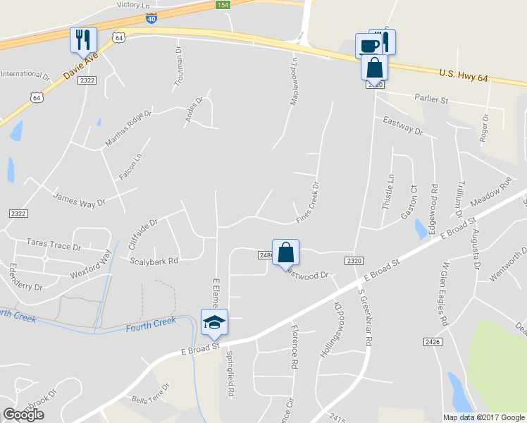 map of restaurants, bars, coffee shops, grocery stores, and more near 600 Nelly Green Circle in Statesville