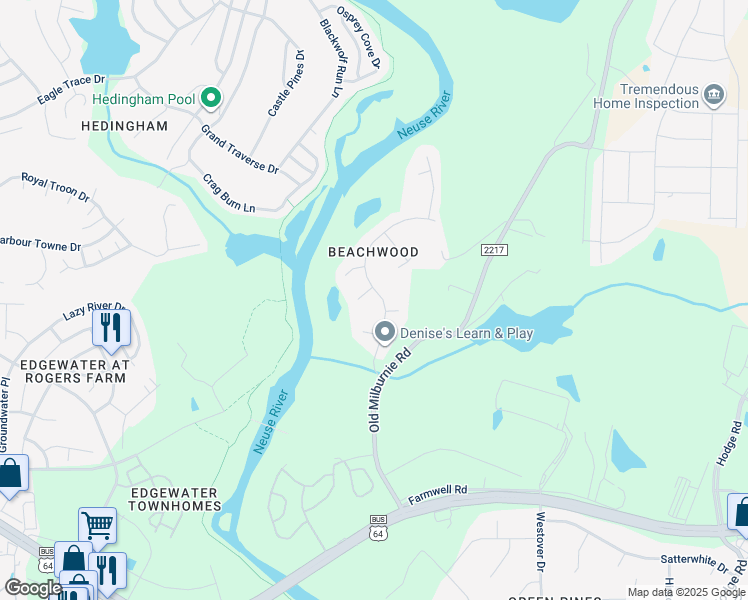 map of restaurants, bars, coffee shops, grocery stores, and more near 1113 Penselwood Drive in Raleigh