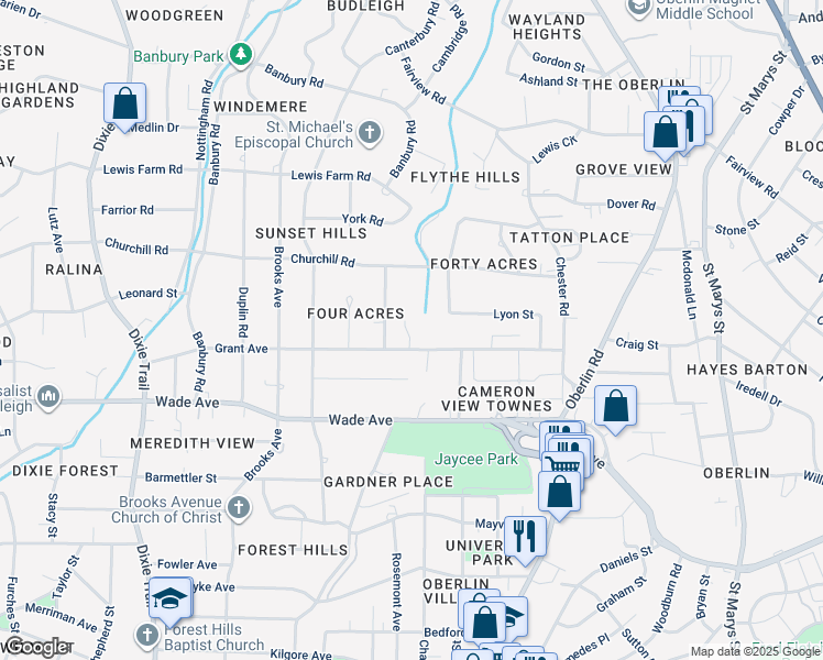 map of restaurants, bars, coffee shops, grocery stores, and more near 1318 Salterton Court in Raleigh