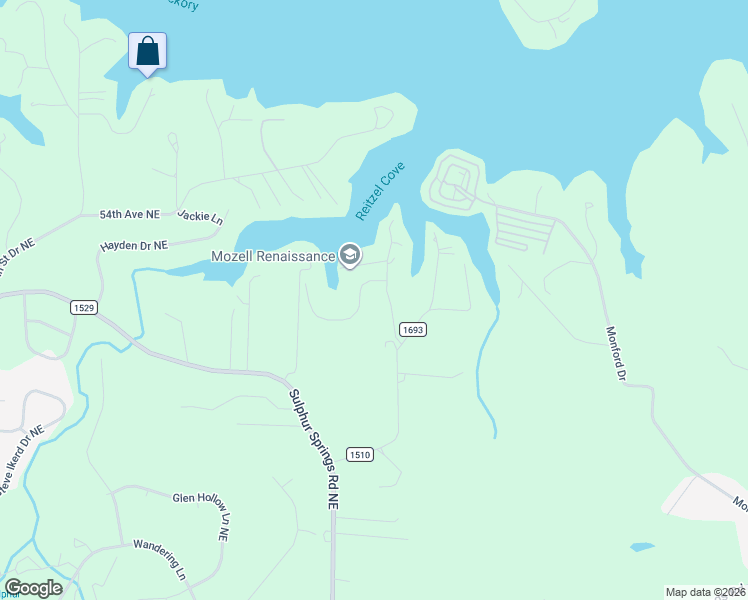map of restaurants, bars, coffee shops, grocery stores, and more near 1251 Misty Lane in Hickory