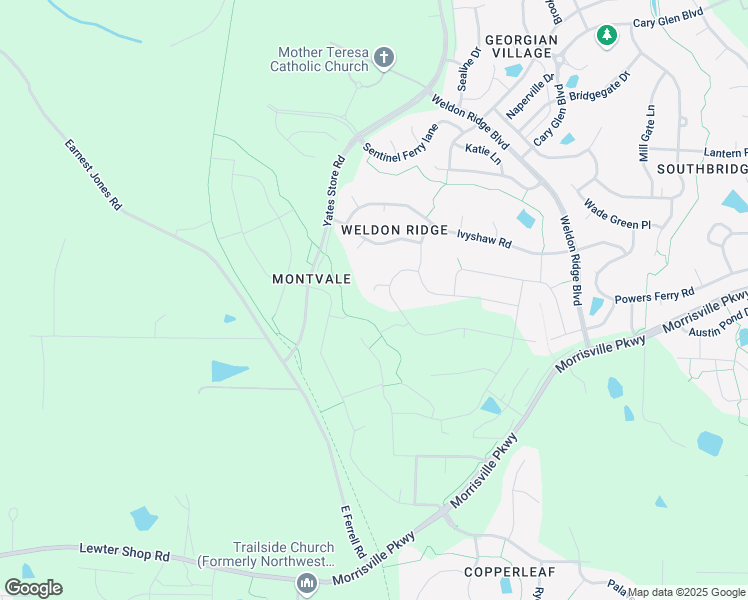 map of restaurants, bars, coffee shops, grocery stores, and more near 117 Melling Place in Cary