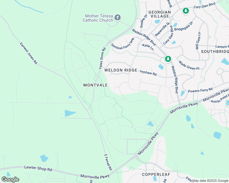 map of restaurants, bars, coffee shops, grocery stores, and more near 117 Melling Place in Cary