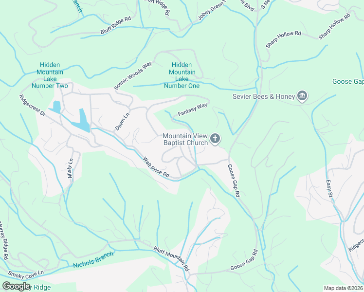 map of restaurants, bars, coffee shops, grocery stores, and more near 2228 Hidden Mountain Road in Sevierville
