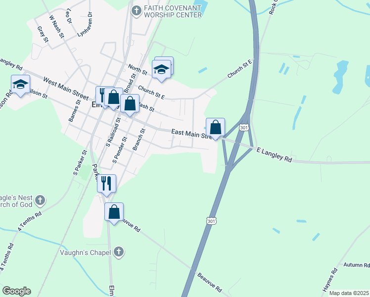 map of restaurants, bars, coffee shops, grocery stores, and more near 5544 Lake Wilson Road in Elm City