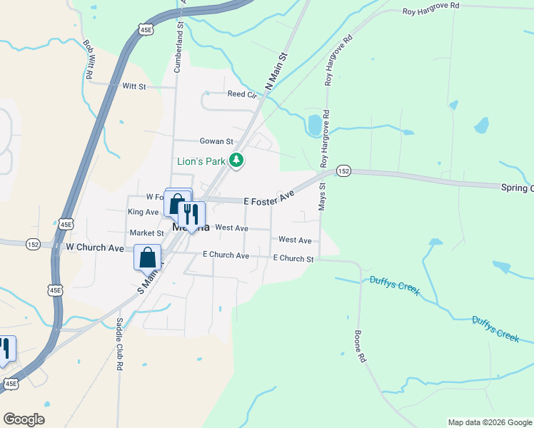 map of restaurants, bars, coffee shops, grocery stores, and more near 120 North Division Street in Medina