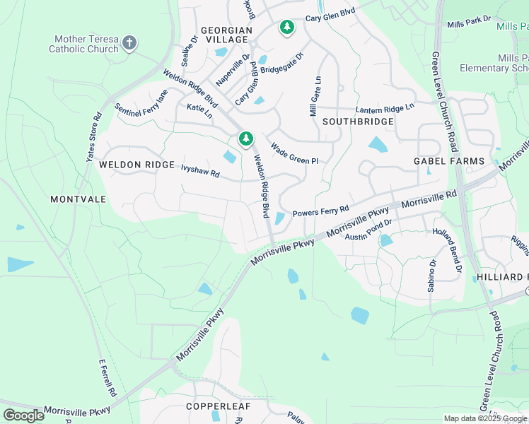map of restaurants, bars, coffee shops, grocery stores, and more near 1010 White Lily Court in Cary