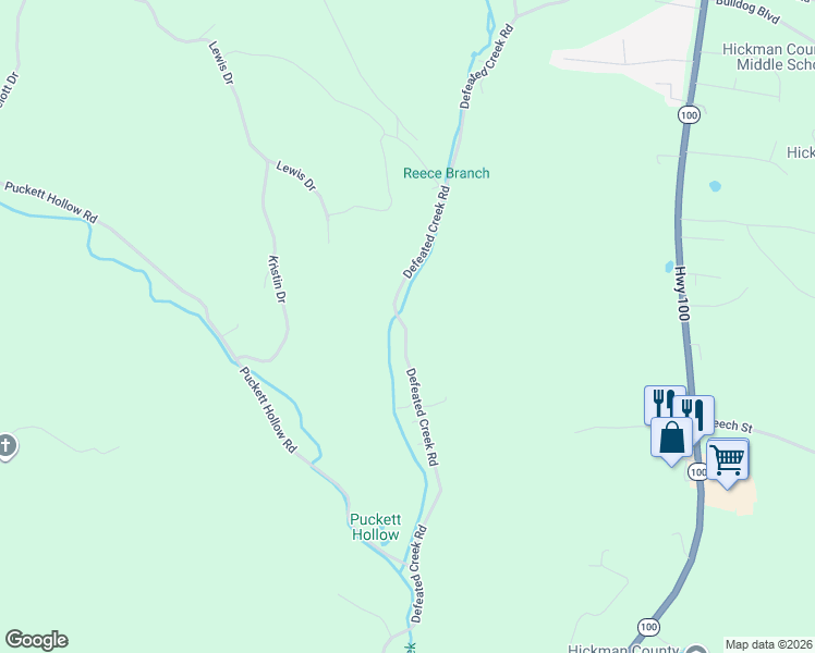 map of restaurants, bars, coffee shops, grocery stores, and more near 580 Defeated Creek Road in Centerville