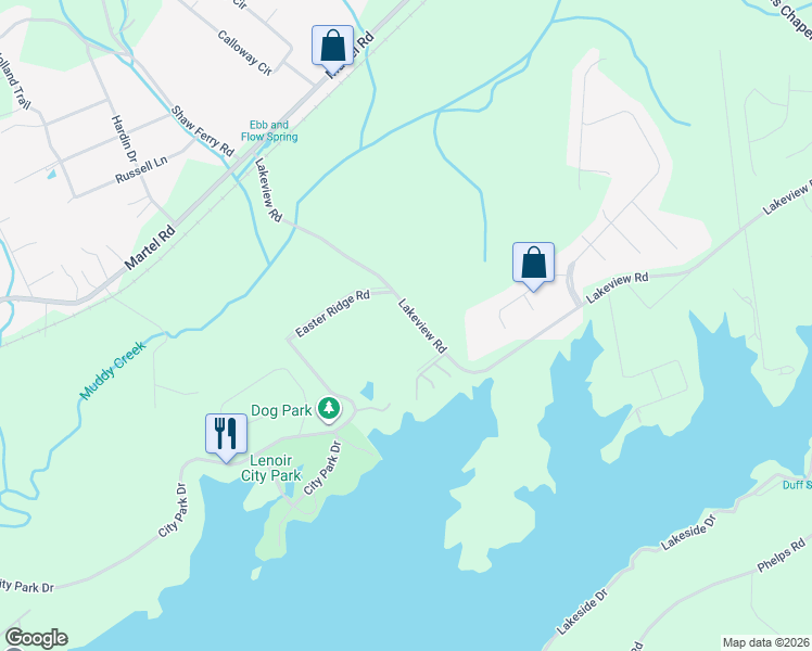 map of restaurants, bars, coffee shops, grocery stores, and more near 2432 Lakeview Road in Lenoir City