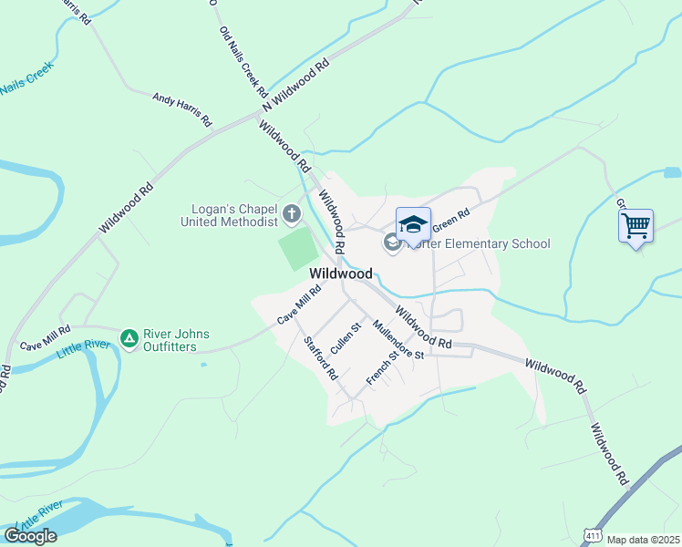 map of restaurants, bars, coffee shops, grocery stores, and more near in Wildwood