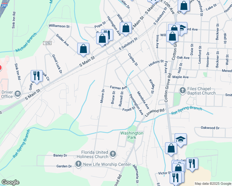 map of restaurants, bars, coffee shops, grocery stores, and more near 306 Bruce Street in Lexington