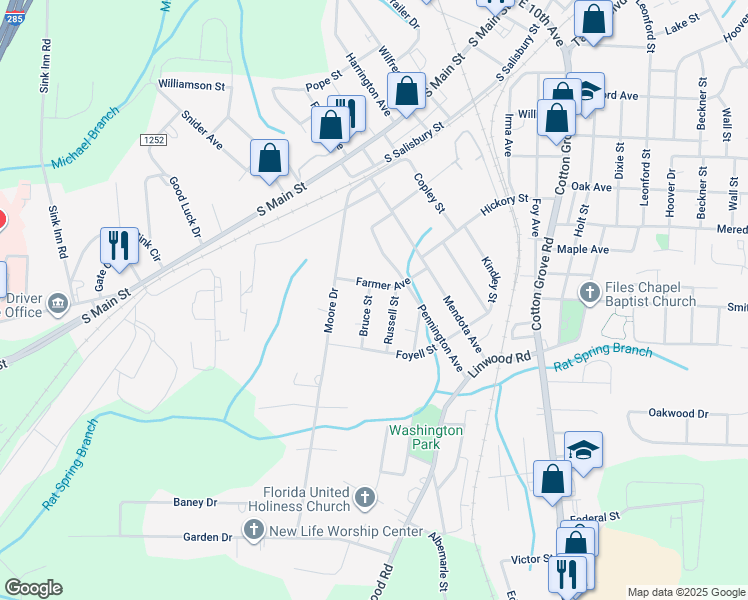 map of restaurants, bars, coffee shops, grocery stores, and more near 306 Bruce Street in Lexington