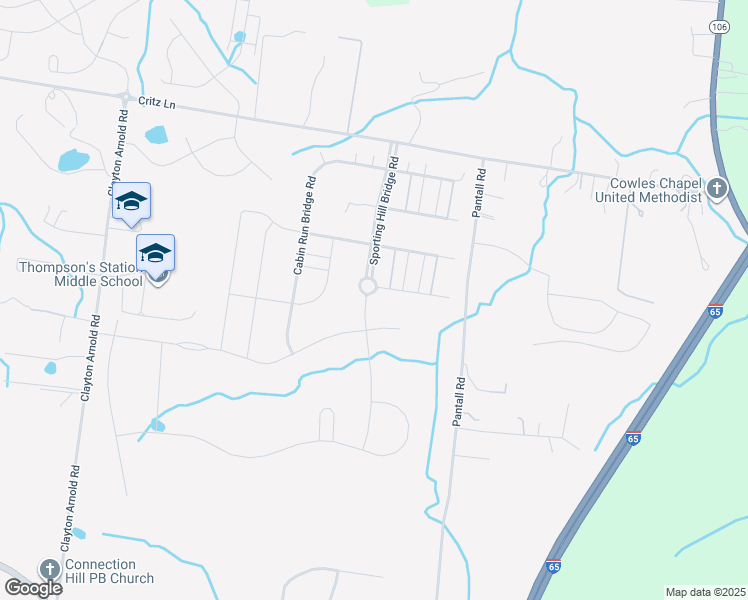 map of restaurants, bars, coffee shops, grocery stores, and more near 2660 Sporting Hill Bridge Road in Thompson's Station