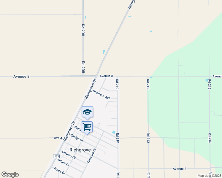 map of restaurants, bars, coffee shops, grocery stores, and more near 20967-20975 Hernandez Avenue in Richgrove