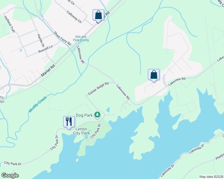 map of restaurants, bars, coffee shops, grocery stores, and more near 2432 Lakeview Road in Lenoir City