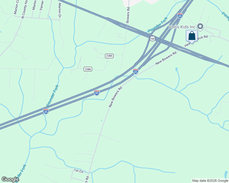 map of restaurants, bars, coffee shops, grocery stores, and more near 1881 New Bowers Road in Lexington