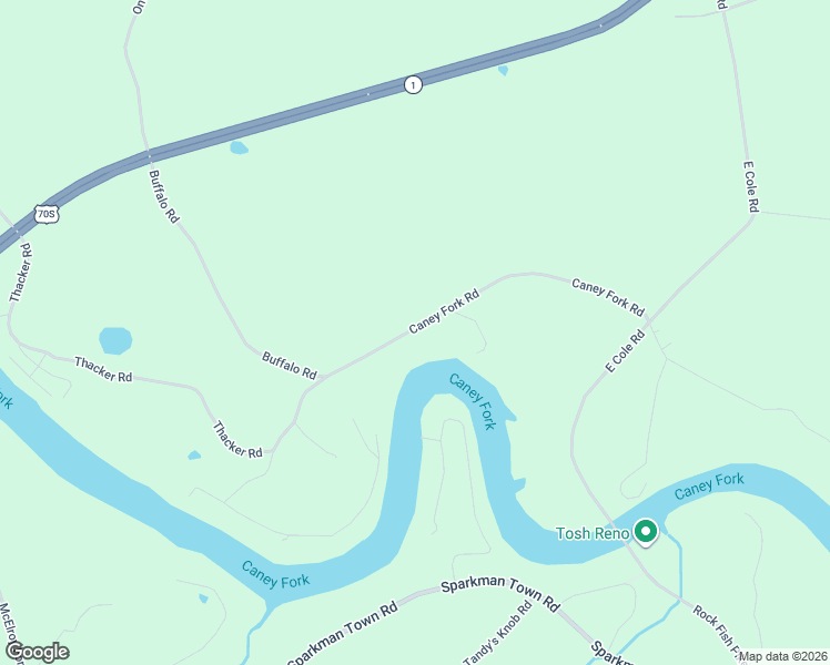 map of restaurants, bars, coffee shops, grocery stores, and more near 601 Caney Fork Road in Quebeck