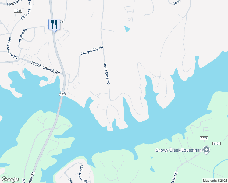 map of restaurants, bars, coffee shops, grocery stores, and more near 395 Davis Cove Road in Taylorsville