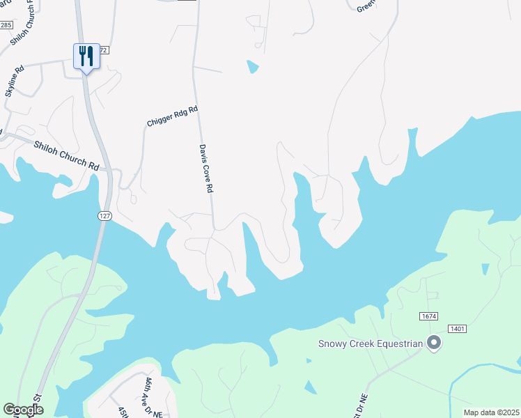 map of restaurants, bars, coffee shops, grocery stores, and more near 609 Davis Cove Road in Taylorsville