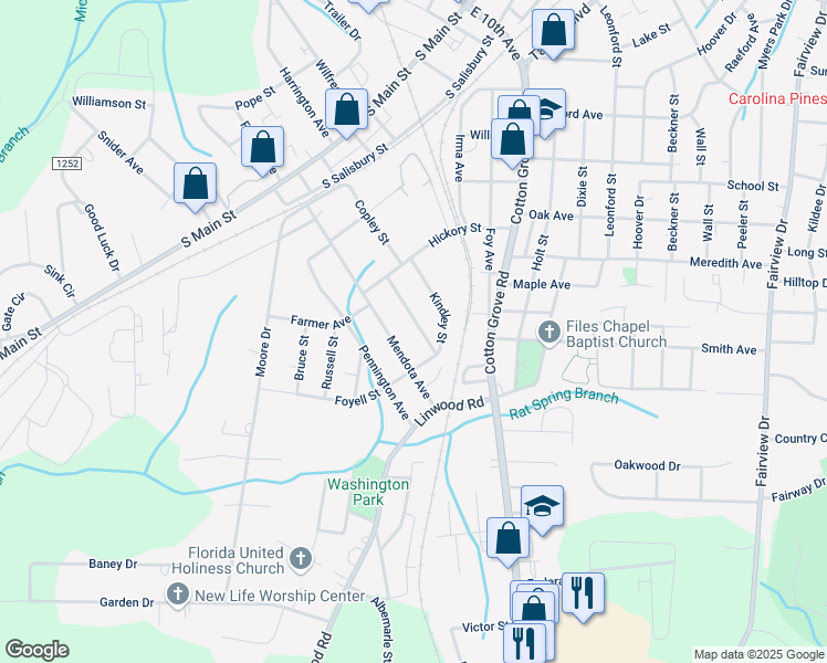 map of restaurants, bars, coffee shops, grocery stores, and more near 317 Washburn Street in Lexington