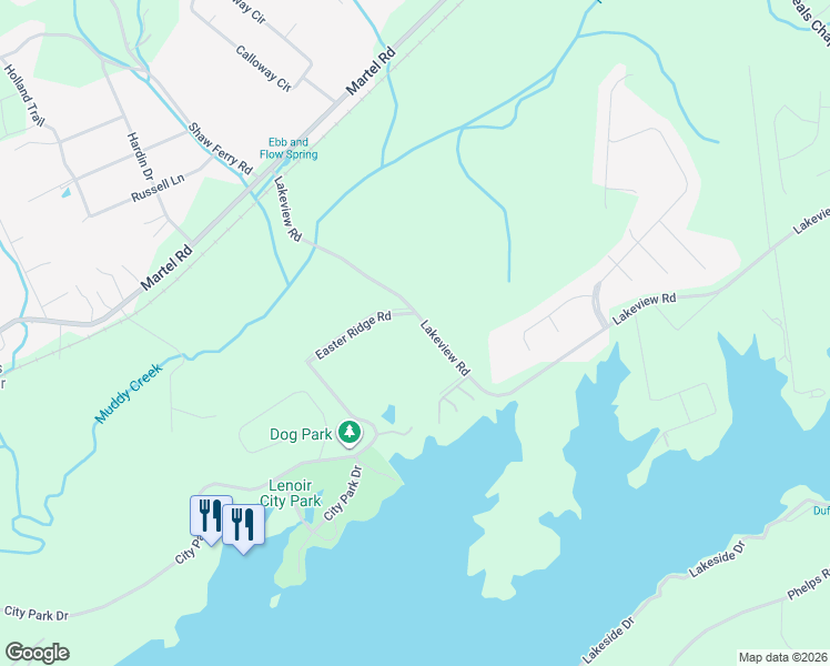 map of restaurants, bars, coffee shops, grocery stores, and more near 2182 Lakeview Road in Lenoir City