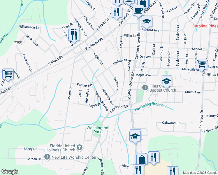 map of restaurants, bars, coffee shops, grocery stores, and more near 317 Washburn Street in Lexington