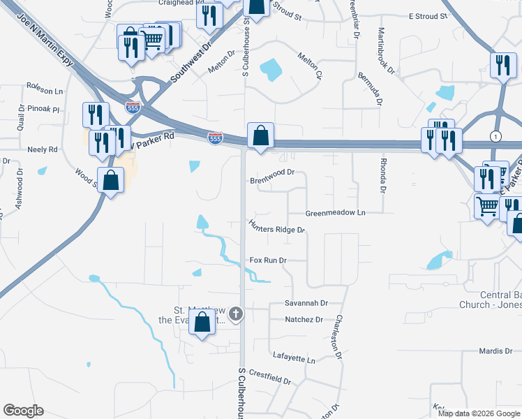 map of restaurants, bars, coffee shops, grocery stores, and more near 3305 Hannah Hill Cove Hannah Hill in Jonesboro