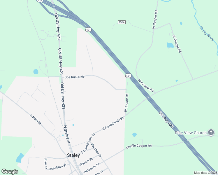 map of restaurants, bars, coffee shops, grocery stores, and more near 7802 Doe Run Trail in Staley