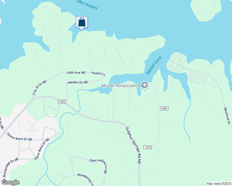 map of restaurants, bars, coffee shops, grocery stores, and more near 6190 Treasures Cove in Hickory