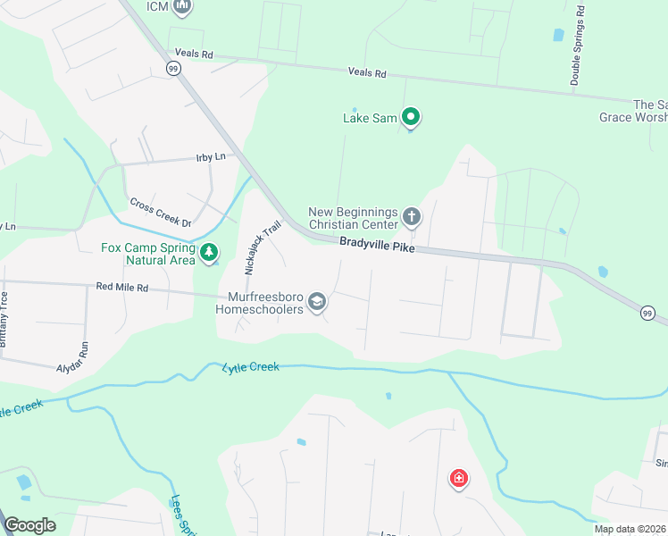 map of restaurants, bars, coffee shops, grocery stores, and more near 106 Briston Court in Murfreesboro