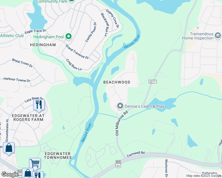 map of restaurants, bars, coffee shops, grocery stores, and more near 5616 Torness Court in Raleigh
