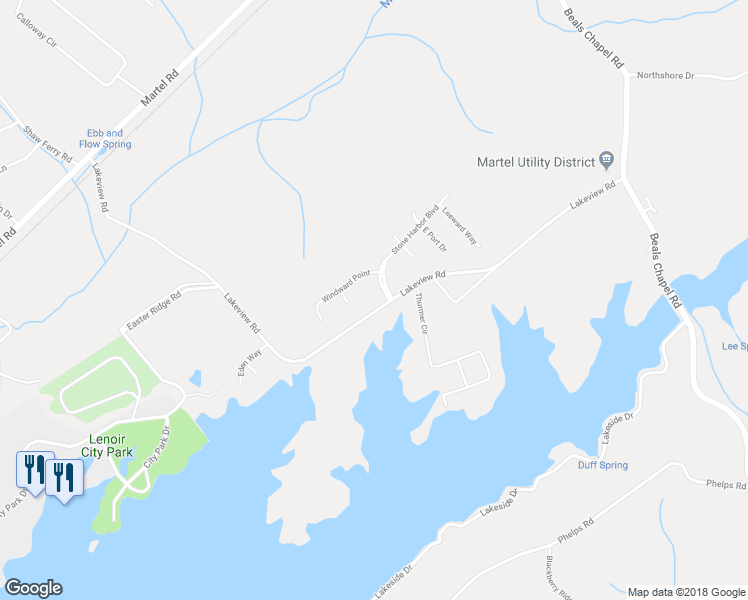map of restaurants, bars, coffee shops, grocery stores, and more near 181 Stone Harbor Boulevard in Lenoir City