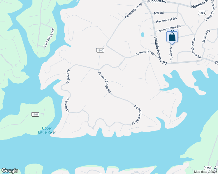 map of restaurants, bars, coffee shops, grocery stores, and more near 893 Players Ridge Road in Hickory
