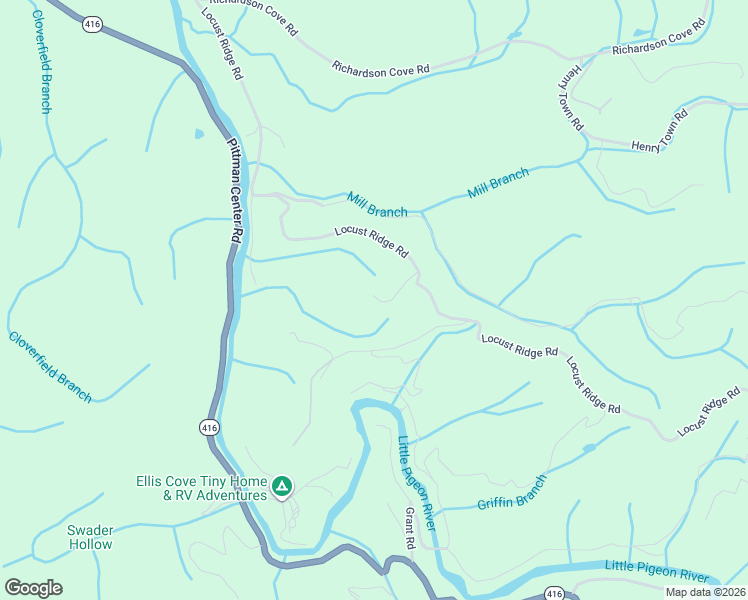 map of restaurants, bars, coffee shops, grocery stores, and more near 3602 Locust Ridge Road in Pigeon Forge