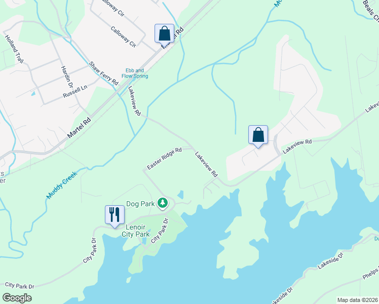 map of restaurants, bars, coffee shops, grocery stores, and more near 2130 Lakeview Road in Lenoir City