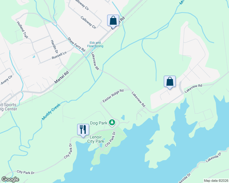map of restaurants, bars, coffee shops, grocery stores, and more near 1085 Lakeview Road in Lenoir City