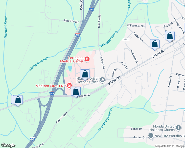 map of restaurants, bars, coffee shops, grocery stores, and more near 13 Medical Park Drive in Lexington
