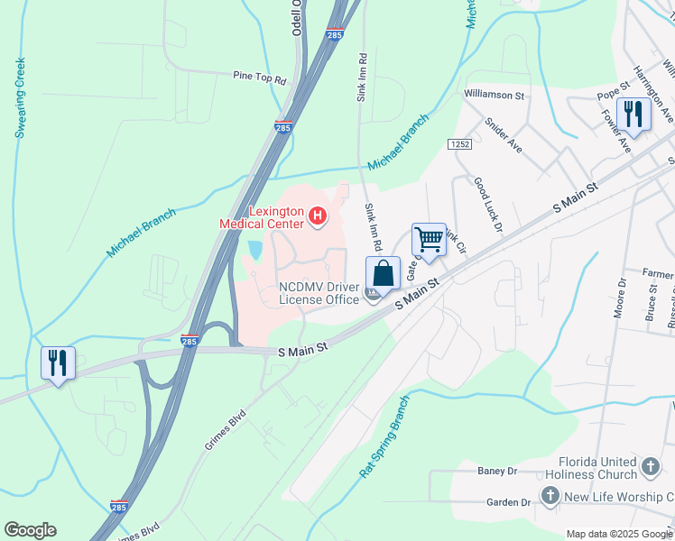map of restaurants, bars, coffee shops, grocery stores, and more near 13 Medical Park Drive in Lexington